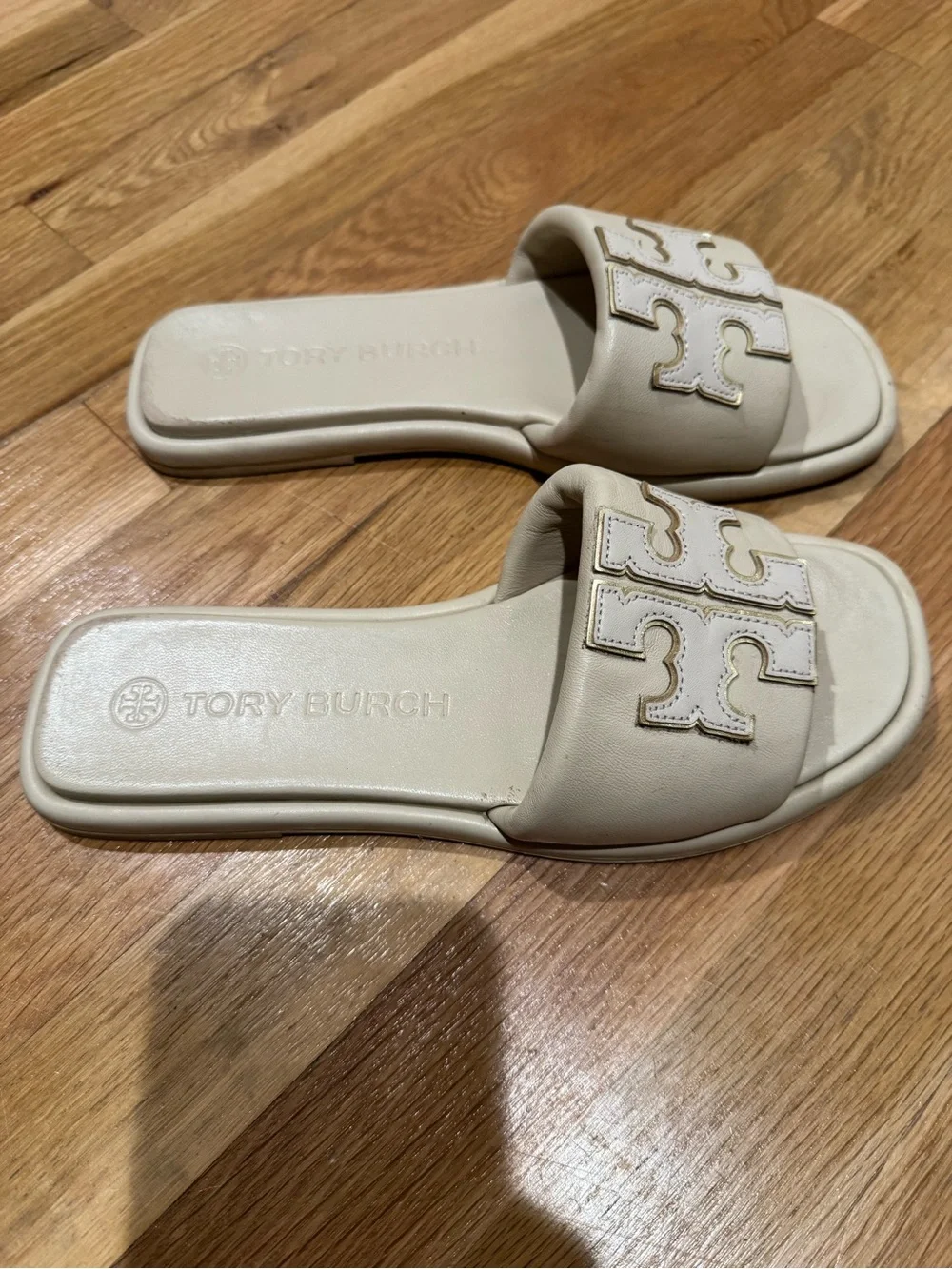 Tory Burch Cream Double T Sport Slide
